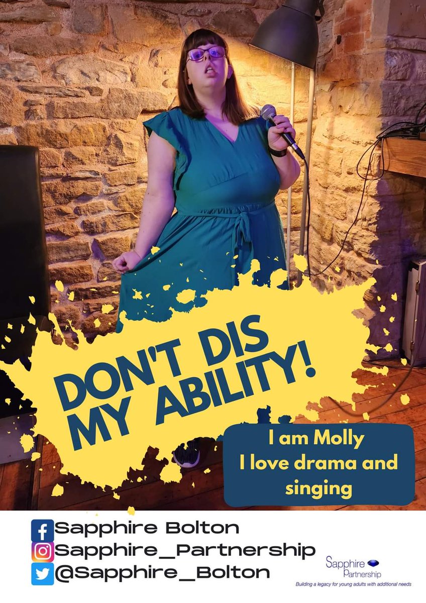 ❗️2 days to go❗️
Molly represents our campaign well as she always promotes her abilities and and talks about what she CAN do rather than what she can't.
Molly has an amazing imagination, loves drama and is the best at telling jokes!

#dontdismyability