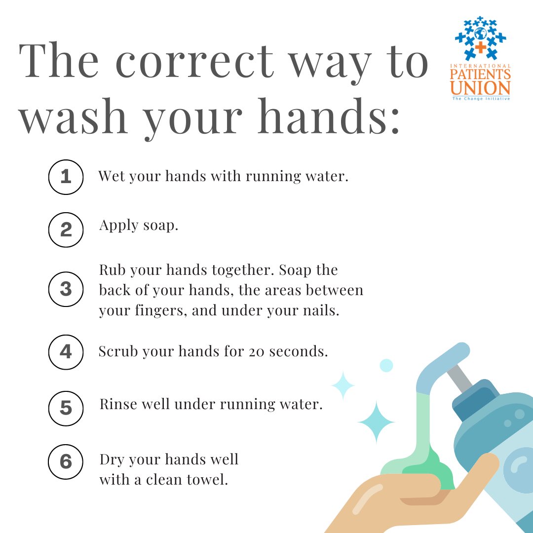 Maintaining good hand hygiene is pivotal for having a healthy life! 

Source: World Health Organization 

#handhygiene #health #healthy #healthcare #patientsunion #sanitize #washhands 

@RajendraGupta