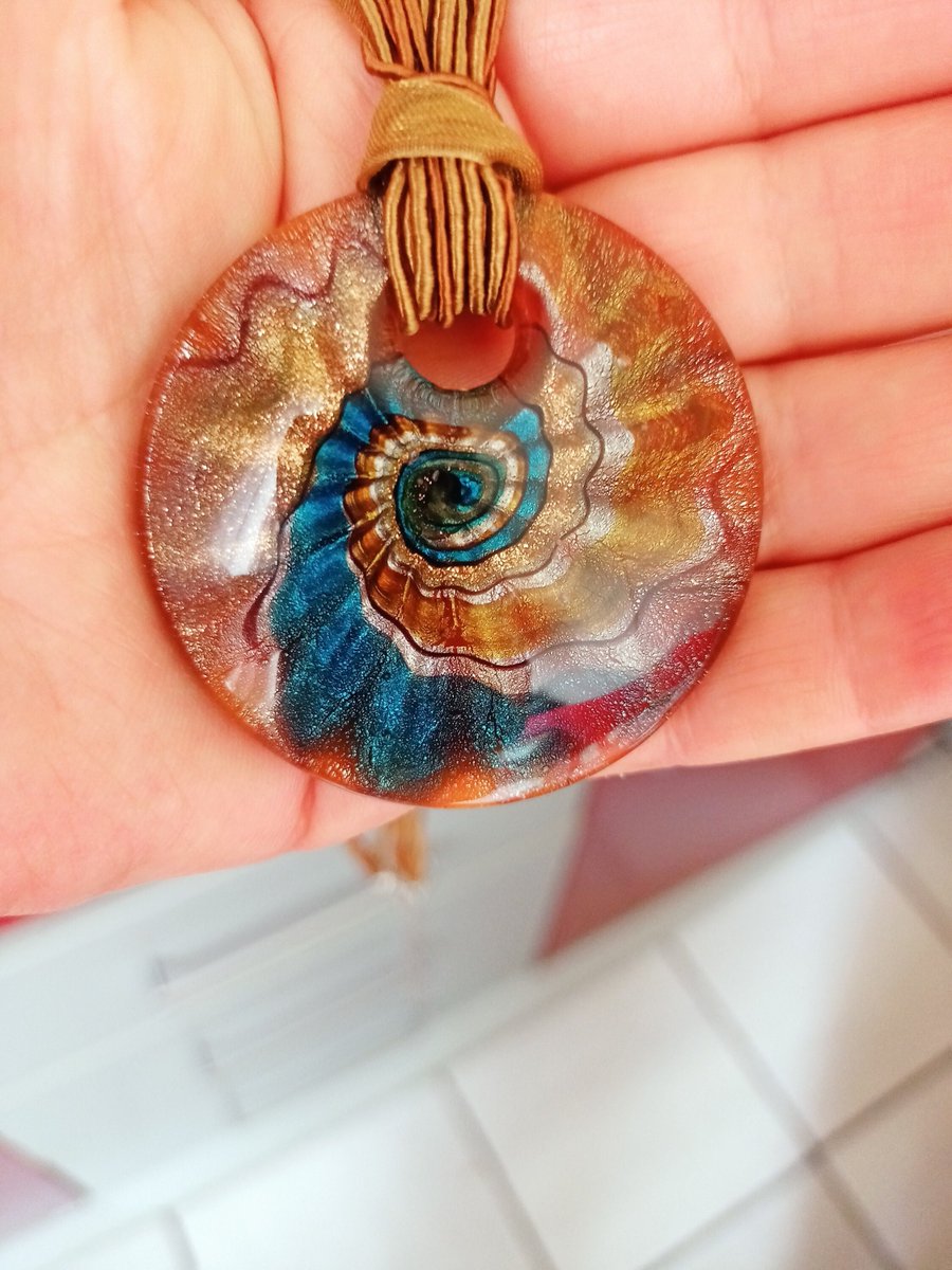 Excited to share the latest addition to my #etsy shop: Unique necklace, epoxy pendant necklace, summer unique necklace etsy.me/42M8huI #brown #thanksgiving #circle #beachtropical #blue #women #avantgarde #radiant #necklace