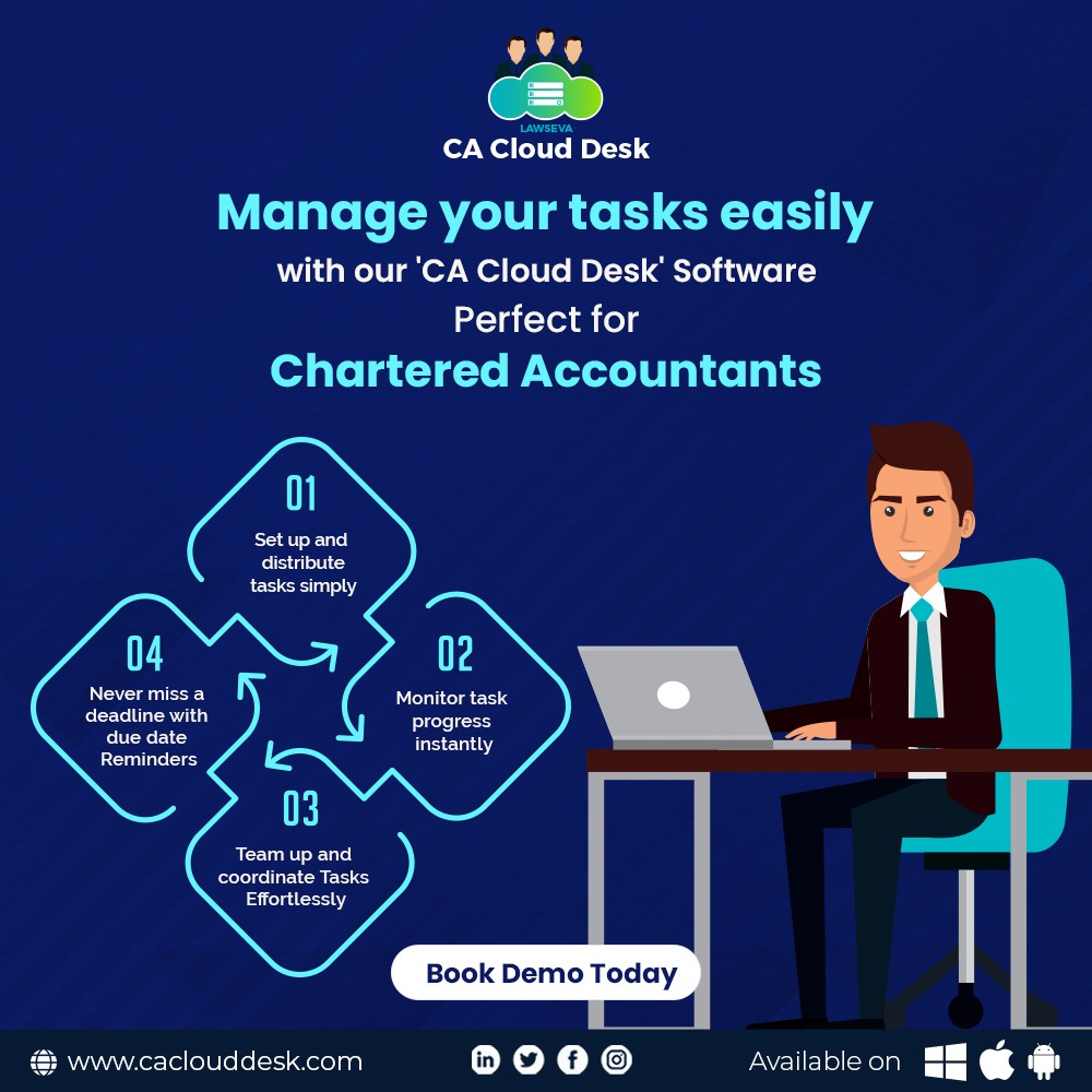 Maximize productivity and stay organized with CA Clouddesk's Task Management Software. Take control of your tasks today! 
.
.
.
#TaskManagement #BoostProductivity #StayOrganized #WorkSmart #CAtools #TryItNow #CAClouddesk #lawseva