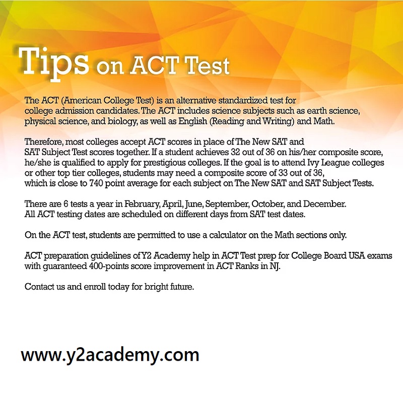 📚 Enhance Your ACT Test Prep with Y2 Academy! 🎯 Discover effective tips and tricks to conquer the ACT exam. Join our free session and gain the tools you need for success!
y2academy.com/tips-on-act-te…

#ACTPrep #TestPreparation #Y2Academy #ACTExam #ScoreHigh