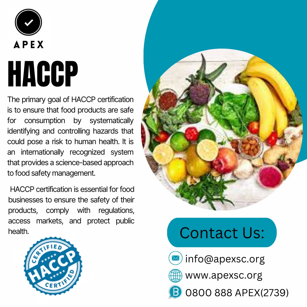 Elevate Your Business with HACCP Certification!
Contact Us:apexsc.org info@apexsc.org
0800 888 APEX(2739)
#haccpcertification #certificationcompanyinuae #certificationcompanyinuae #foodsafety #foodquality #bestisocertificationcompanyinuae