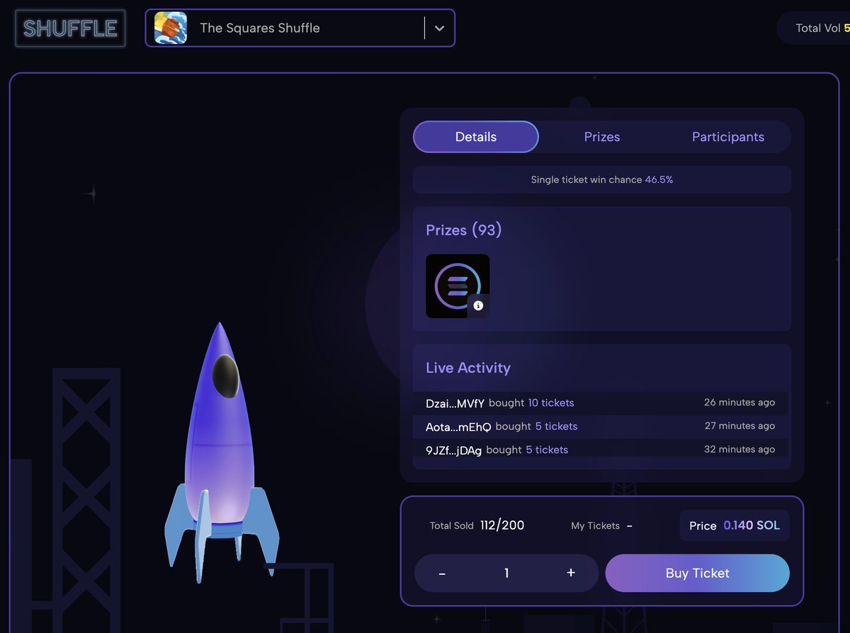 TheSquaresNFTs's tweet image. We are currently organizing our biggest Shuffle to date!

After the shuffle ends, the many winners will be crowned!👑  

➡️Chance per ticket: %46,5%  
🤑Total prize pool is: 21,5 $SOL!🤯  

🎟️ 88 Tickets Left!!

Join right now!👇 

shuffle.pub/room/the-squar…

@hub3ee @MagicEden