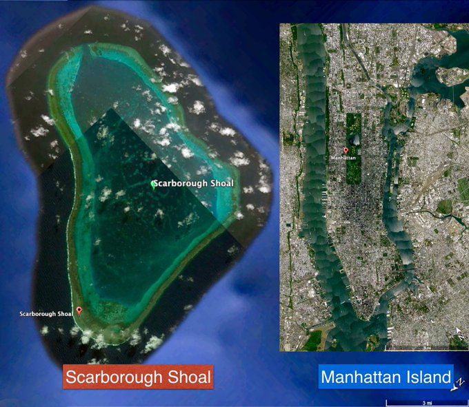 Oceanworldfree's tweet photo. 🇺🇲US military has strengthened its defenses on W coast of #Luzon. #ScarboroughShoal, one of #ChokePoints  223 km away Luzon, could be used as a #steppingStone to cut off US military’s logistics support line in the region once #TaiwanWar starting

#7CF9CF 
#7CF9D5
#AE0455 
#AE045E https://t.co/MkqKRHcsIj