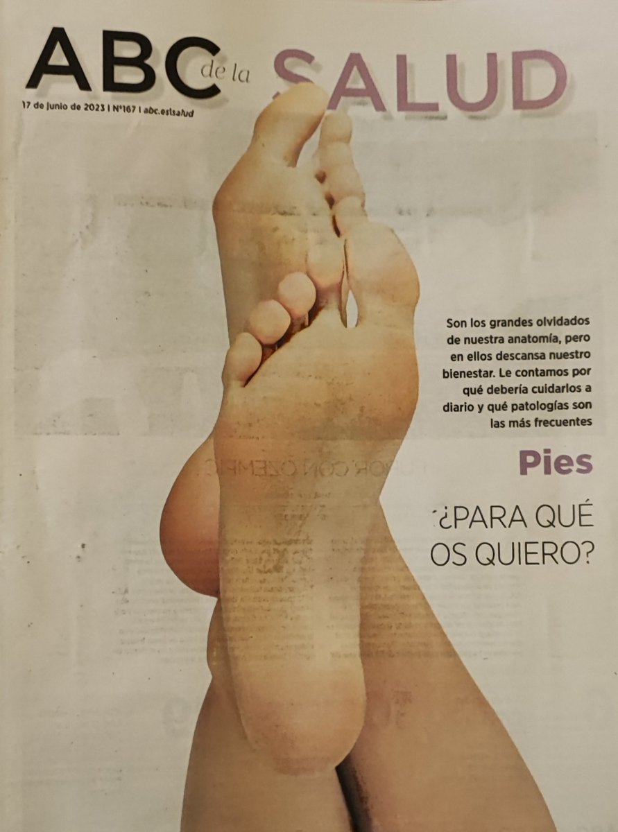 Hoy la #Podología ocupa la portada del suplemento de #SALUD de <a href="/abc_es/">ABC.es</a>. Nuestro portavoz ha colaborado en este artículo de Cristina Garrido donde se trata la importancia del cuidado de 👣 para nuestro cuerpo y la misión fundamental de l@s Podólog@s en su cuidado #TusPiesImportan
