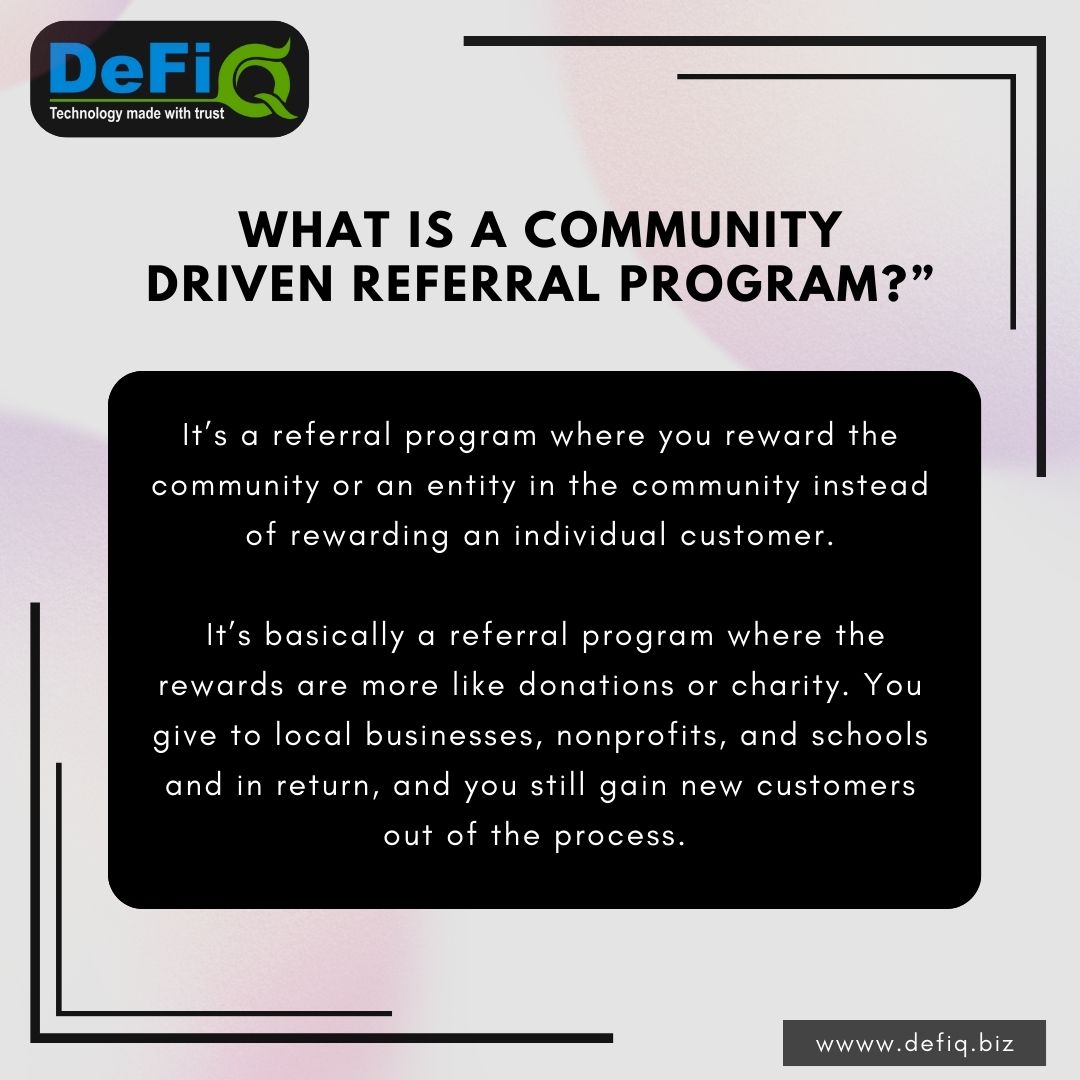 DefiQ - DECENTRALISED COMMUNITY 
.
.Technology made with trust .
DRIVEN REFFERAL PROGRAM .
.
#referrals #referral #referralprogram #ilovereferrals #welovereferrals #referralmarketing #referralsappreciated #referralcode #referralswelcome #referralbonus