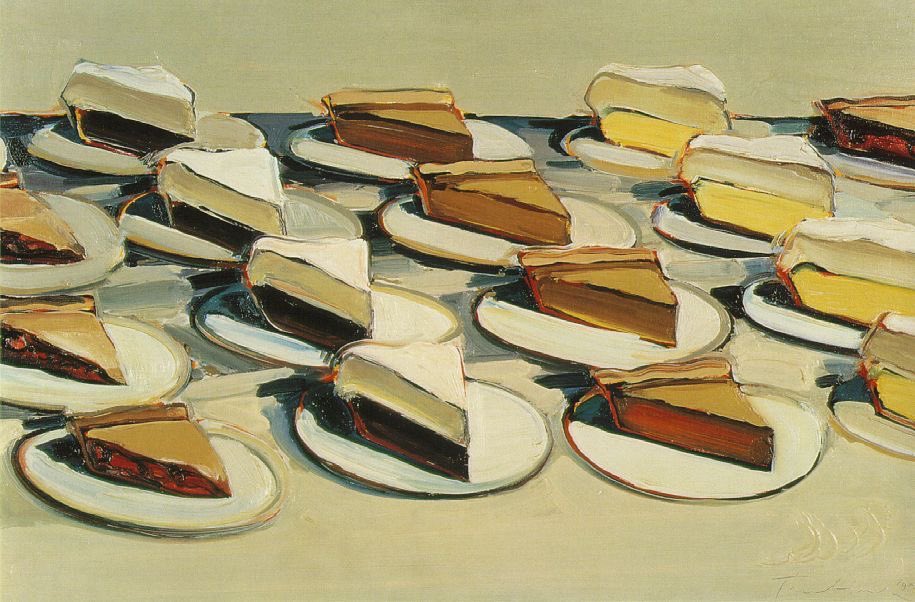 Pies, pies, pies. Wayne Thiebaud. 1961. The French are famous for their vast repertoire of tarts, like this delicious mirabelle plum tart from Alsace. You can find the recipe on instagram.com/paolagavin and in my book: French Vegetarian Cooking. #tarts #waynethiebaud #pastry #art