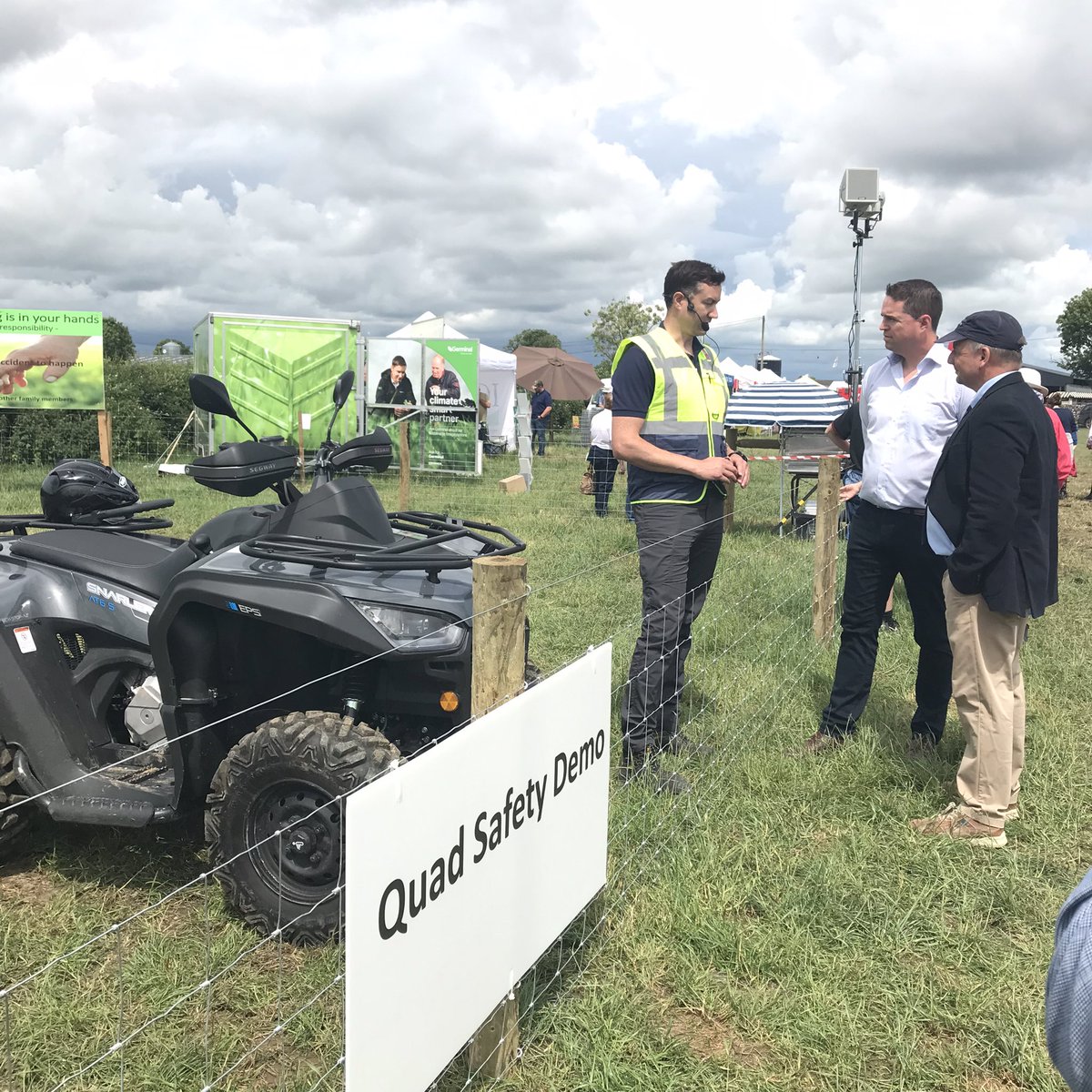 Delighted to have Minister of State with responsibility for Farm Safety at the Department of Agriculture, Food and the Marine, Martin Heydon, T.D., at SHEEP 2023. Minister Heydon is pictured at the Quad Safety Demo with Michael Gottstein, Head of <a href="/TeagascSheep/">TeagascSheep</a> KT.