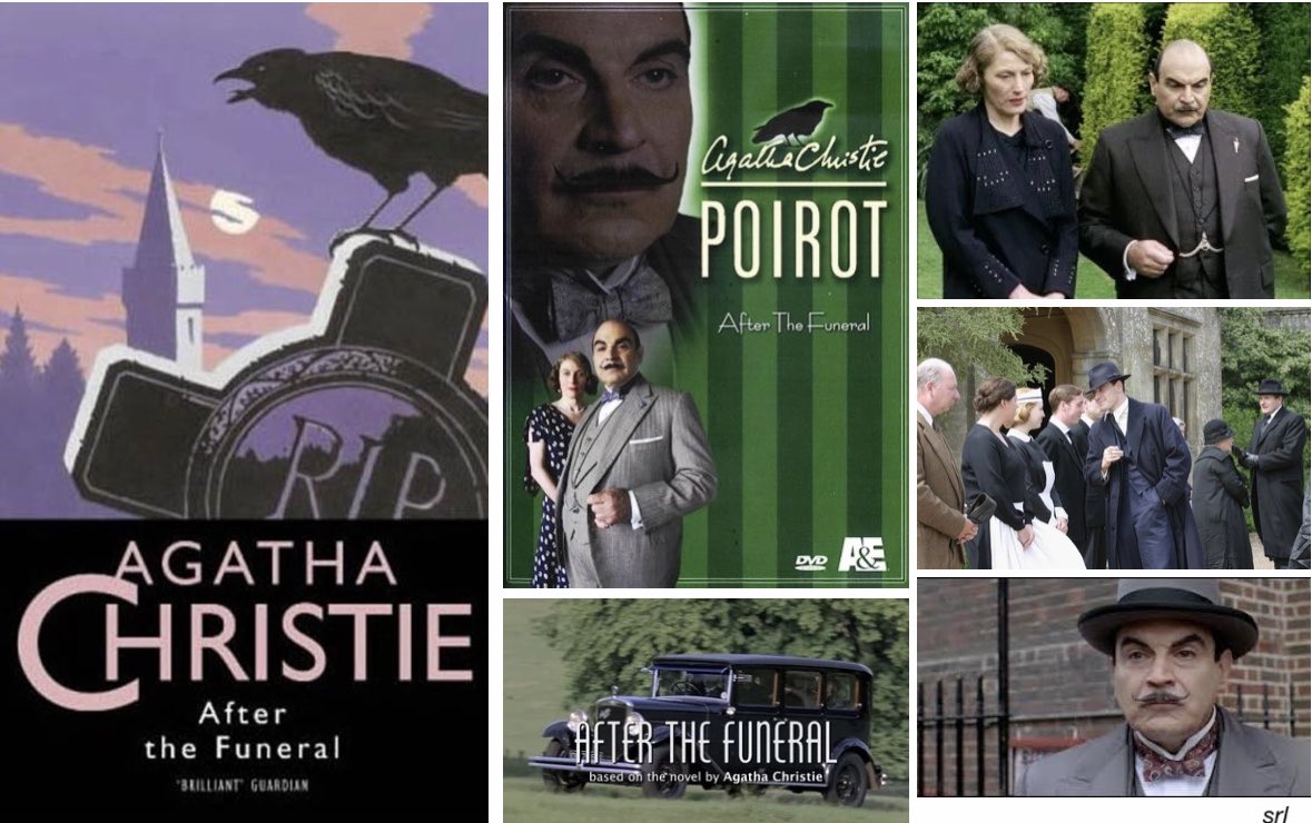 12:50pm TODAY on #ITV3

From 2006, s10 Ep 3 of “Agatha Christie’s Poirot” - “After the Funeral” directed by #MauricePhillips from a screenplay by #PhilomenaMcDonagh

Based on #AgathaChristie’s 1953  #Poirot novel📖

🌟#DavidSuchet #GeraldineJames #AnnaCalderMarshall #KevinDoyle