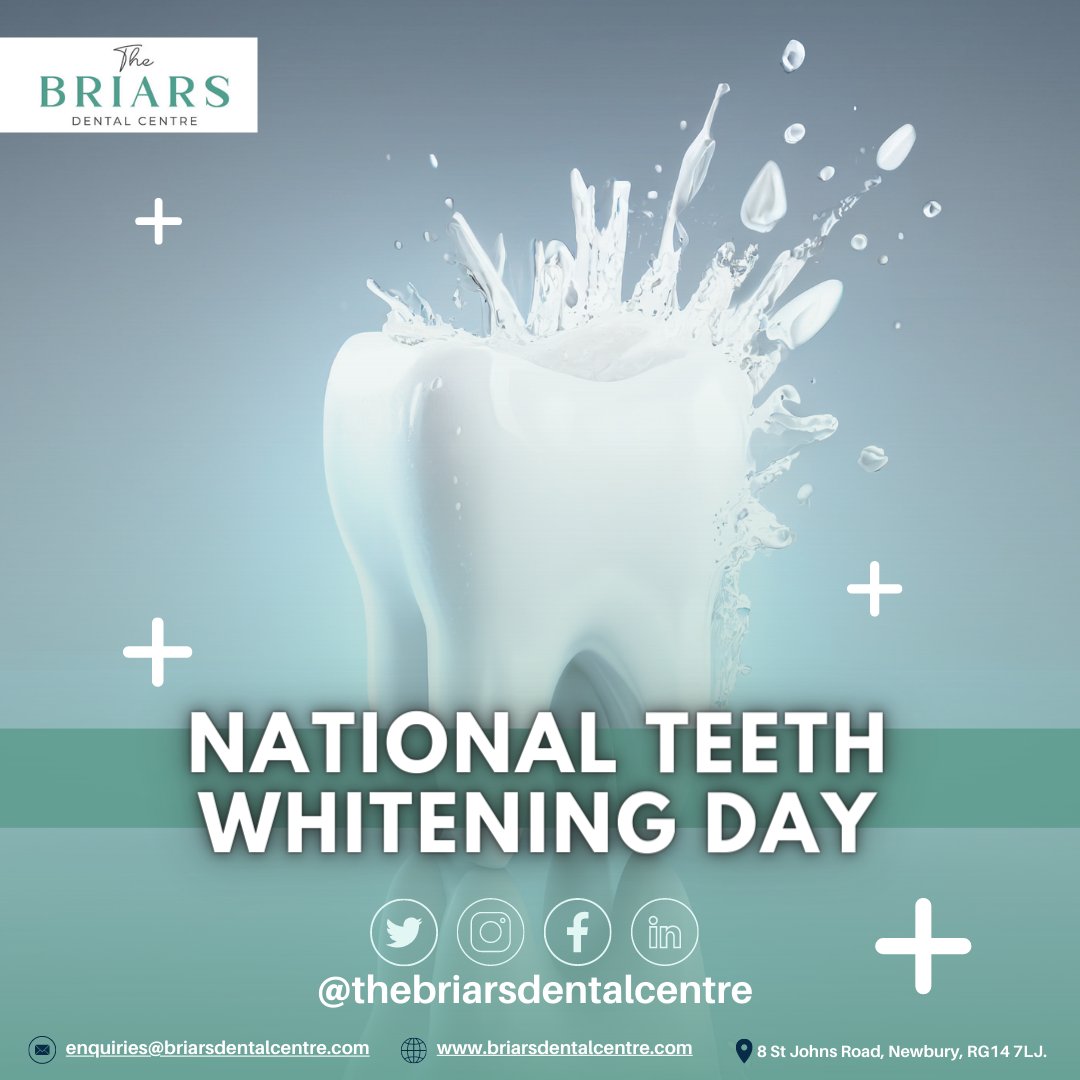 🎉 Happy National Teeth Whitening Day 17th June 2023! 🦷✨

#NationalTeethWhiteningDay #BrightSmiles #ConfidentSmiles #TheBriarsDentalCentre #DentalCare #SmileConfidently #thebriarsdentalcentre #newbury #newburydentist #whiteteeth #smile #berkshire