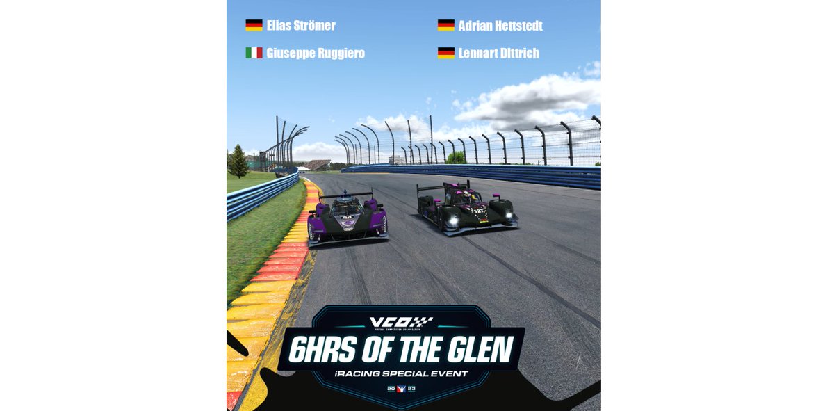 Good luck to our iRacing squad in the 6h of Watkins Glen! 💪🥳

Car: Cadillac LMDh
@PGS_Pakumpa
@PGS_Elias

Car: Dallara LMP2
@PGS_Lennart
@PGS_Adrian 

Start 14:45 GMT 🔴 🔴 

twitch.tv/bl4_cky
