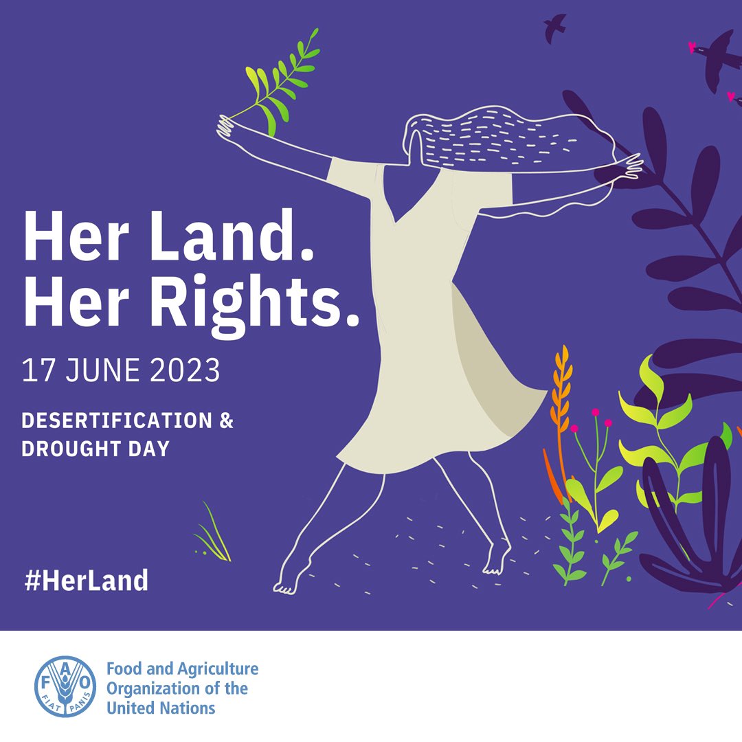 On this World Day to Combat Desertification and Drought! 🏜️

Theme: “Her land. Her rights', emphasizes that investing in women’s equal access to land and associated assets is a direct investment in their future and  future of humanity. 
#HerLand 
#DesertificationAndDroughtDay