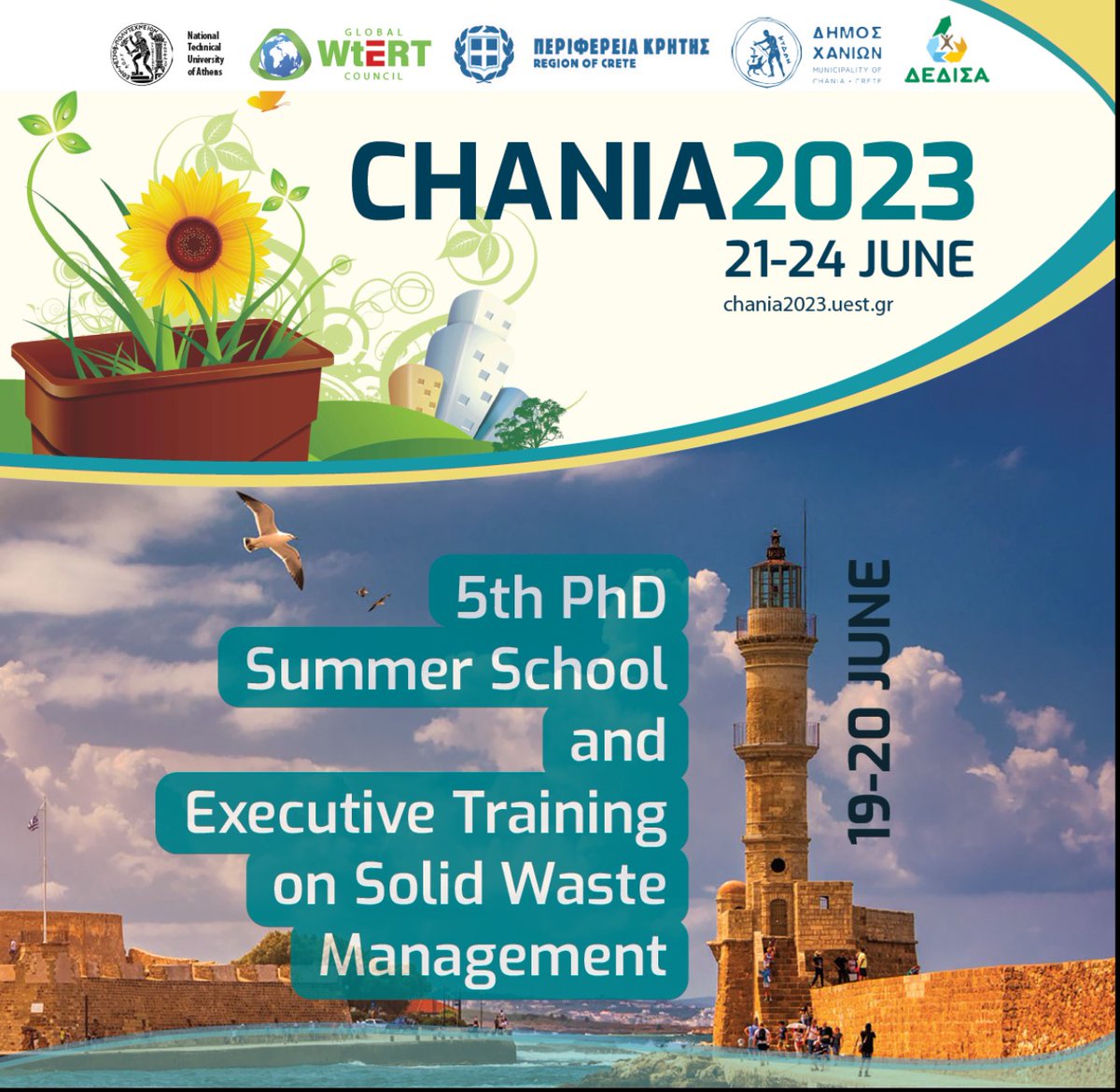 CHANIA 2023 Conference: The 5th Summer School and Executive Training on  waste management will take place with physical presence on 19th and 20th June 2023 at the Cultural Centre of Chania....