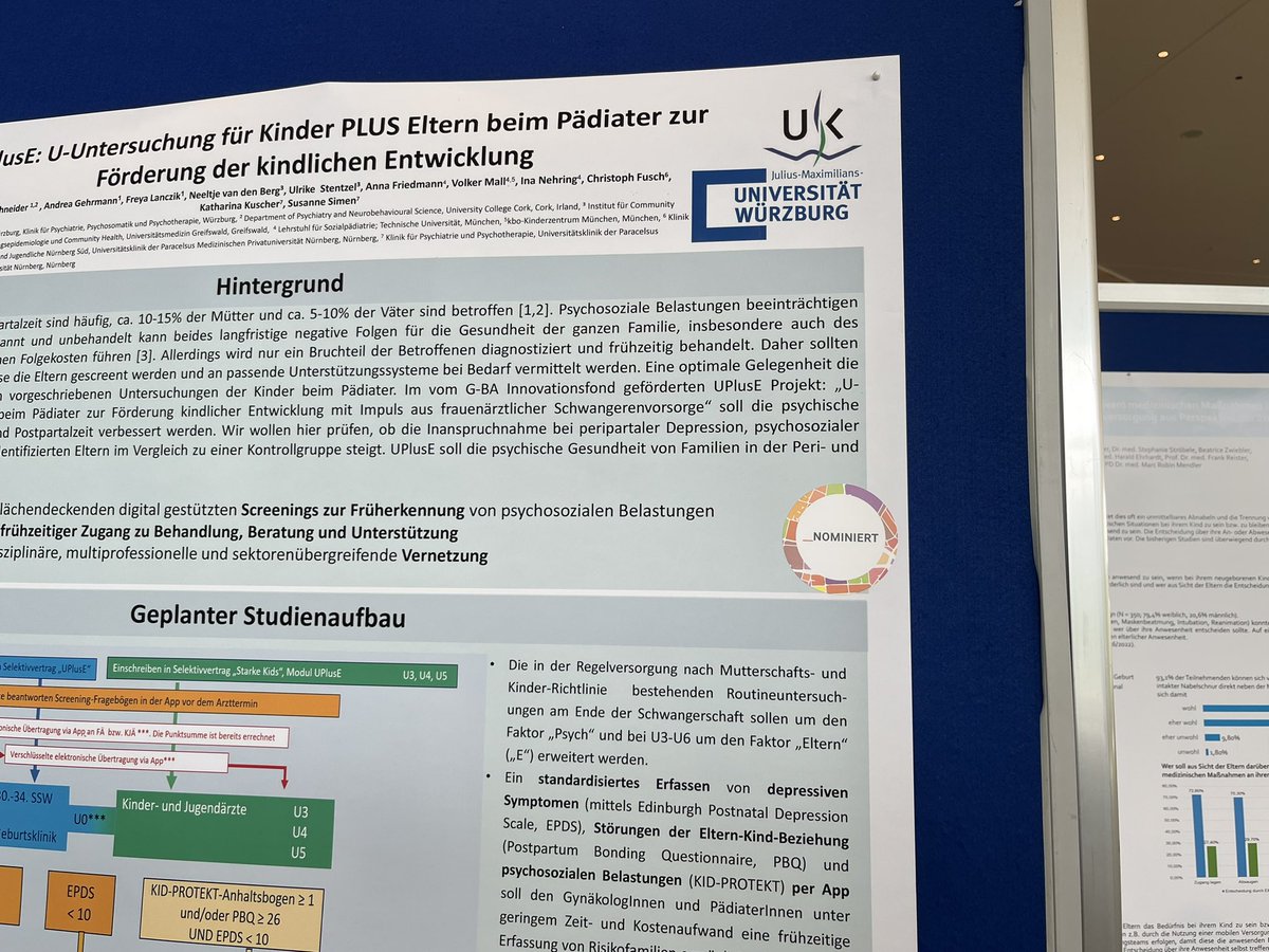 Our poster describing the planned UPlusE study got nominated for a poster prize. I would not have expected this at a Neonatology conference! Thanks and I am really looking forward to intensify the collaboration between Paediatrics and adult Psychiatry! #GNPI2023