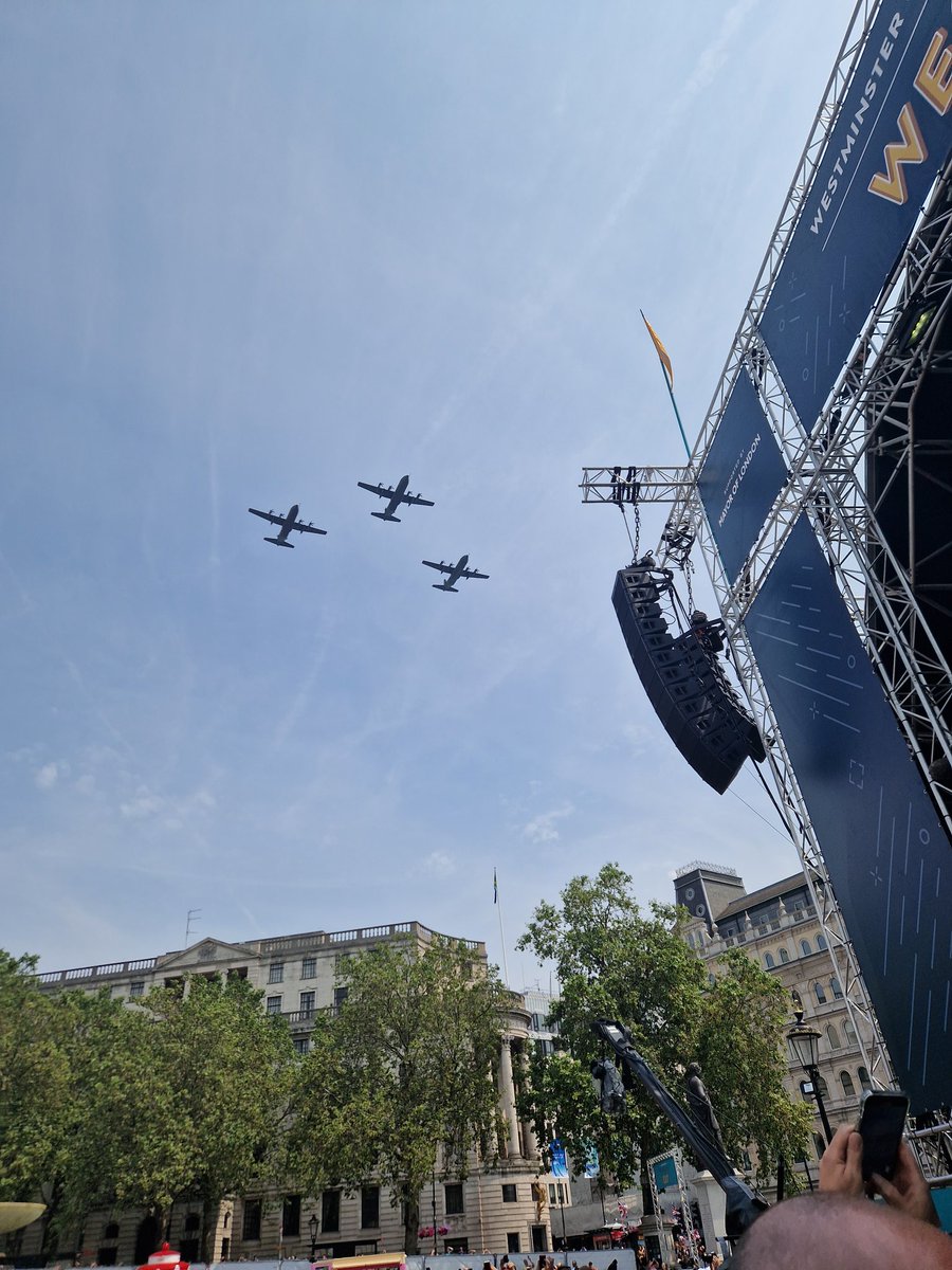 ATDazzles's tweet photo. HOW did they time it for the royal air force to fly over the second @JoelMontague10 finished 'You'll be back' so he could comment. Genius! #westendlive https://t.co/MNdZ61xxIF