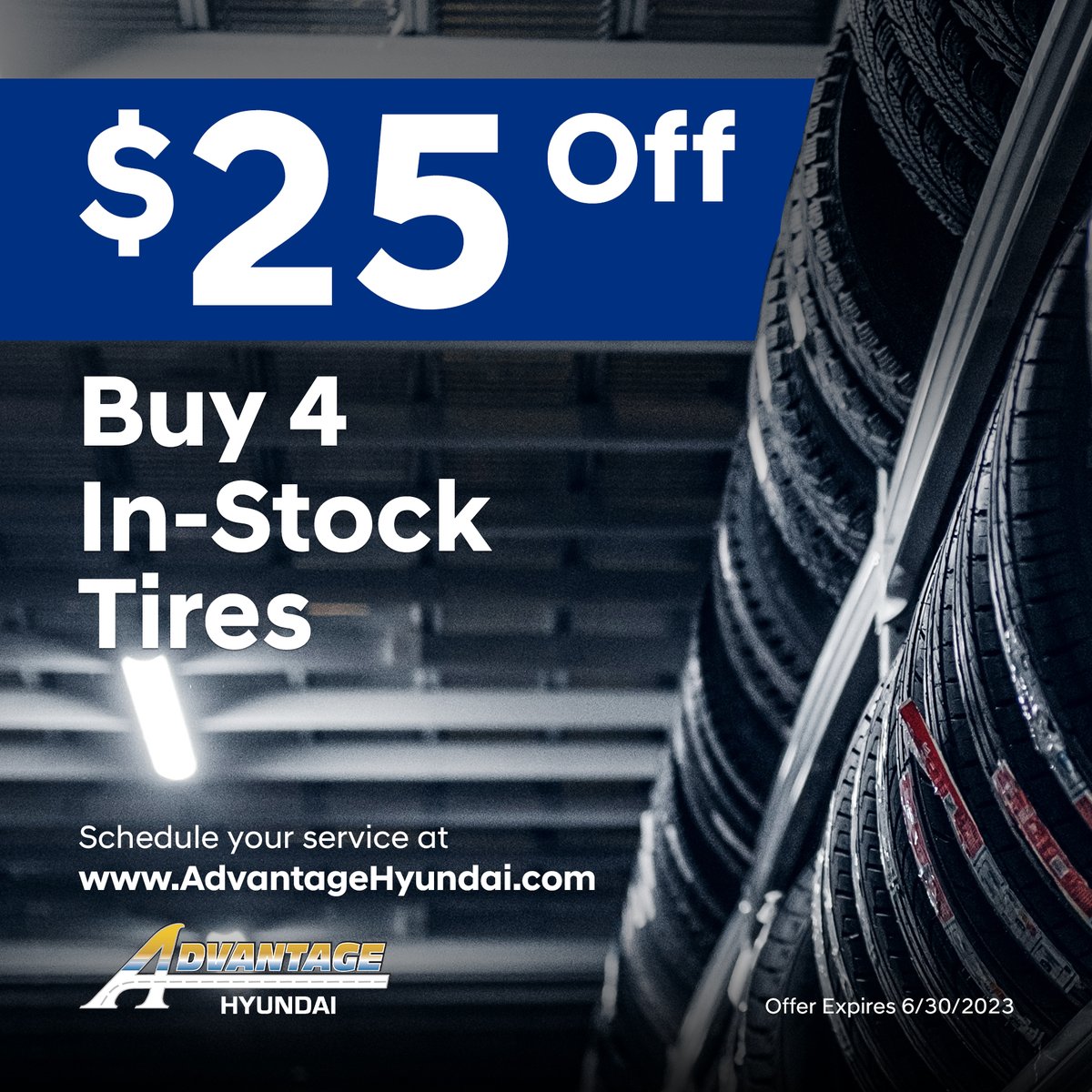 🚗🔧💰🚀🎉 Need new tires? Get $25 off when you buy 4 in-stock tires at Advantage Hyundai. Drive away with a smoother ride today!

🌐 AdvantageHyundai.com

#NewTires #TireDeal #SafeDriving #AdvantageHyundai #CarCare #LongIsland #NewYork #Hicksville #AutoService