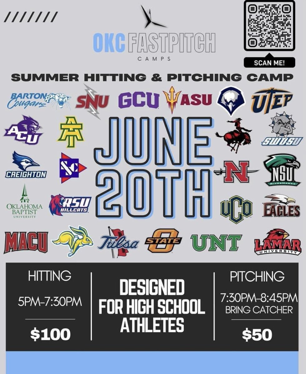 I will be attending this camp in Norman, OK this coming Tuesday before the Top Club National Championship. I’m doing both sessions. <a href="/SBRRetweets/">Softball Recruiting Reposts</a> <a href="/CoastRecruits/">Coast 2 Coast Recruits</a> <a href="/QrRecruiter/">QR RECRUITER</a> <a href="/BoostSoftball/">Recruiting Boost Softball</a> <a href="/SoftballRecruit/">Softball Recruit 🥎</a> <a href="/TAProfileAPP/">TAP APP</a> <a href="/LegacyLegendsS1/">Legacy & Legends Softball</a> 
<a href="/TulsaEliteAR07/">TulsaEliteAR07</a>