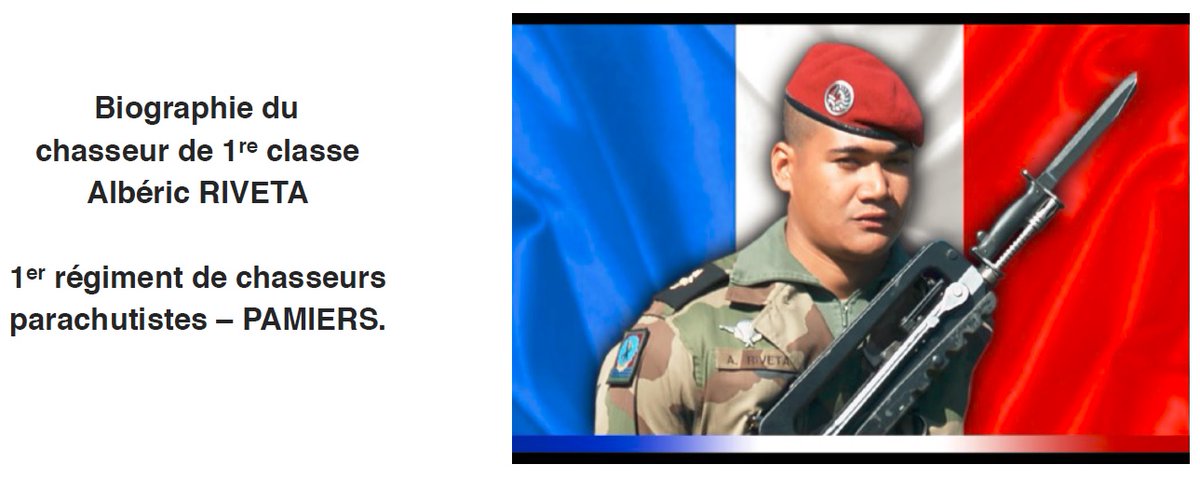 Unsor_siege's tweet image. Ils sont morts pour la France un 18 juin
-1971 Sgt Michel DIARRA 24 ans et Marsouin parachutiste Yvon MARTIN 18 ans- 6e RIAOM_Tchad  
-2010 BCH  Steeve COCOL #1erRHP Afghanistan
-2011 Cal Florian MORILLON 20 ans #1erRCP Afghanistan
-2017 Cal  Albéric RIVETA #1erRCP AQUILA_Mali