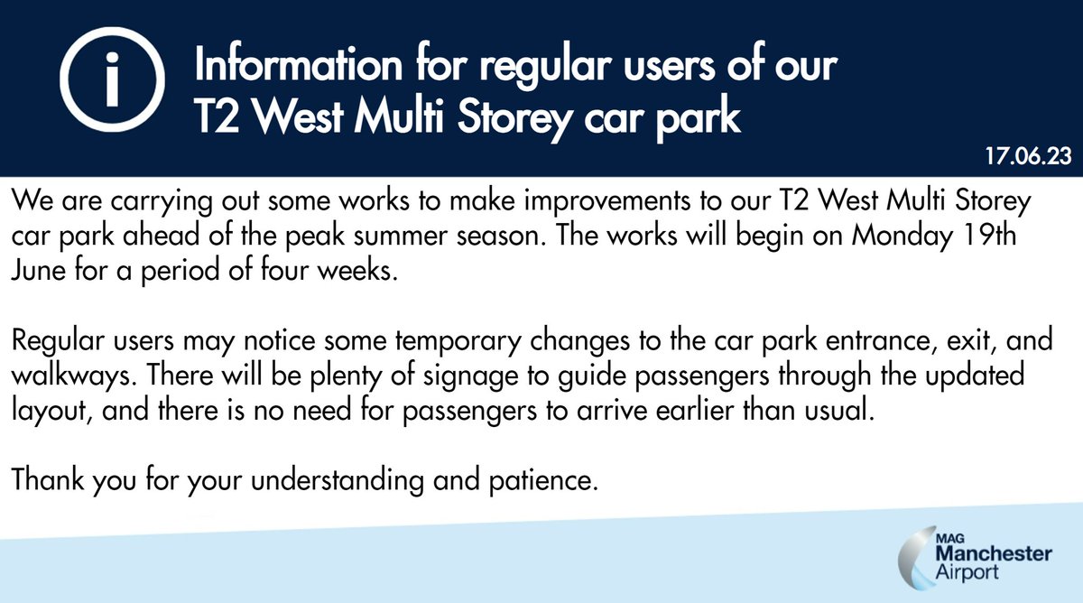 T2 West Car Park Manchester Airport twitter.com
