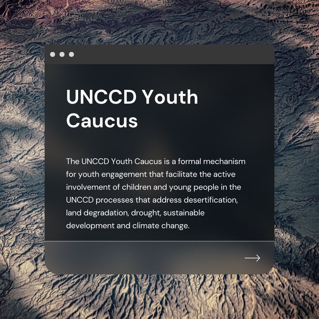 Who are we? 😍🥰🌍🌱💚

The @UNCCDYouth is the formal mechanism for #Youth engagement that facilitate the active involvement of #Children and #YoungPeople in the @UNCCD processes.

#UNited4Land #Youth4Land #HerLand #LandLifeLegacy