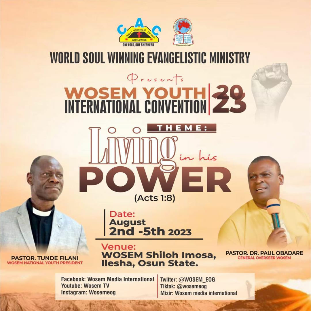WOSEM_EOG's tweet photo. Make it a date in the presence of the Lord...
#LIVINGINGINHISPOWER
#WOSEMINTERNATIONALYOUTHCONVENTION
#WOSEM https://t.co/8kqUm5nH42