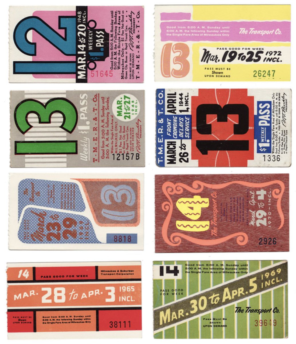 The typographic party that is 1960s Milwaukee bus passes. Many more here flickr.com/photos/4705841…