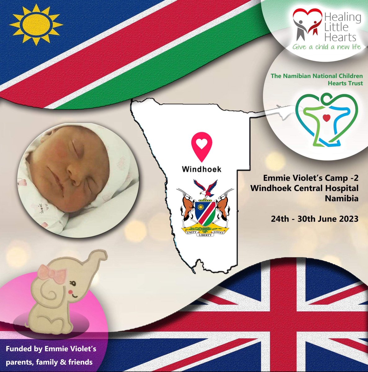 Healing Little Hearts in #Namibia🇳🇦in memory of Emmie Violet, lives on in many African hearts. Namibia, indipendent only 33 years ago, is in very much need of medical facilities, medical education/training. Our 5th misssion #globalhealth @DHSCgovuk @NHSuk @AlderHey @NamPresidency