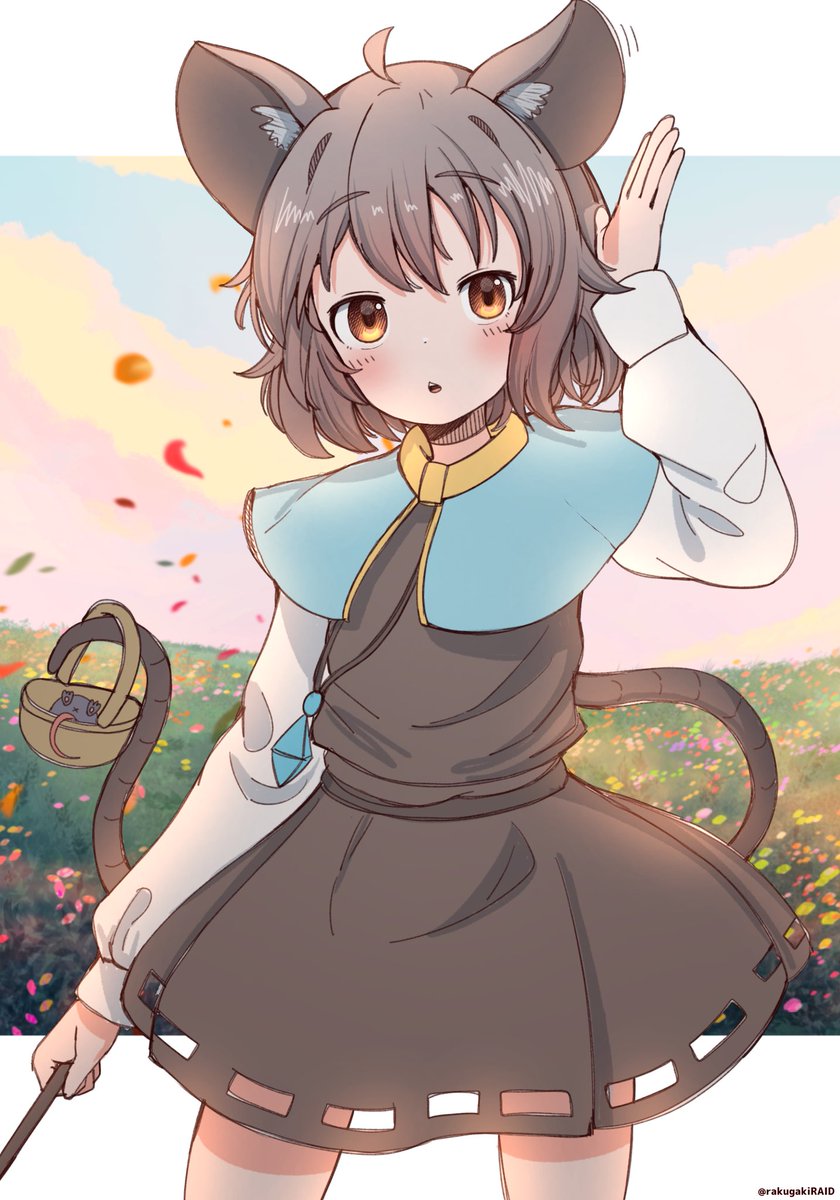 nazrin 1girl animal ears tail mouse ears mouse tail solo basket  illustration images