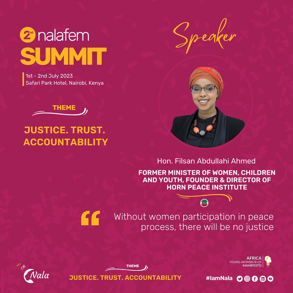 “Without women participation in peace process, there will be no justice” - @1_filsan Join us in powerful conversations as we explore the path to Justice, Trust & Accountability for #gender commitments. To register: nalafem.org/participant-2n… #WomensRights