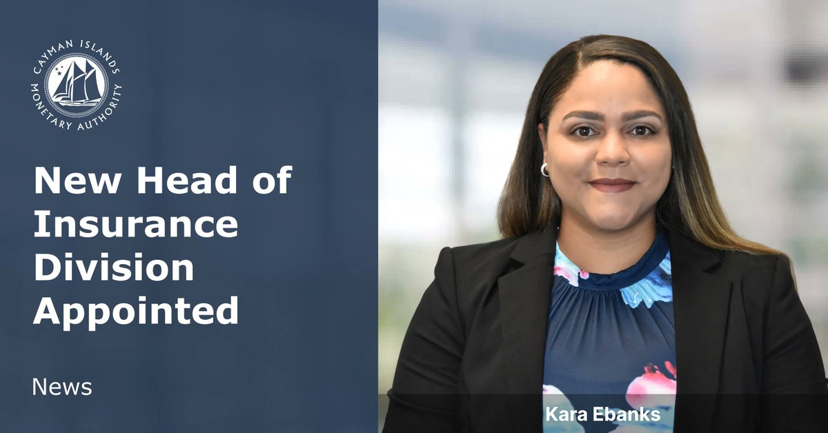 Following an intense recruitment competition for a new Head of our Insurance Supervision Division, we are pleased to confirm the appointment of Kara Ebanks. Congrats, Kara, and we look forward to seeing you develop in your new role.

To read more, visit buff.ly/3Xc3MIQ
