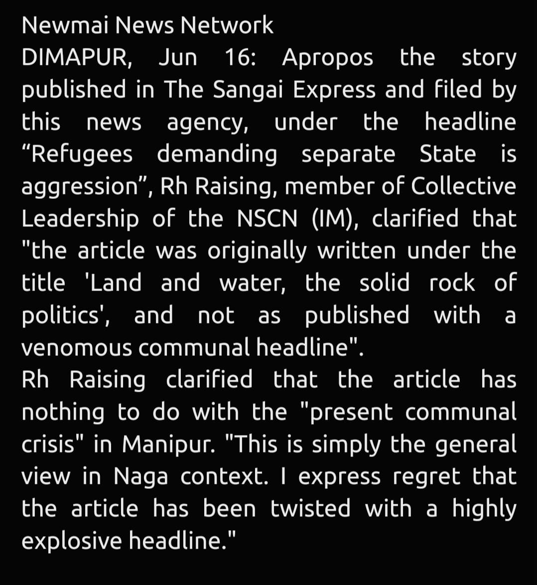 This is how fake news is being articulated since the violence has started.

 RIP journalism ethics, 

it's like adding salt to the wound, in pic (1)fake news. (2)clarifications to the fake news that is being published. 

#ManipurViolence
#kukiZoLivesMatters
#SeparateOnlySolution