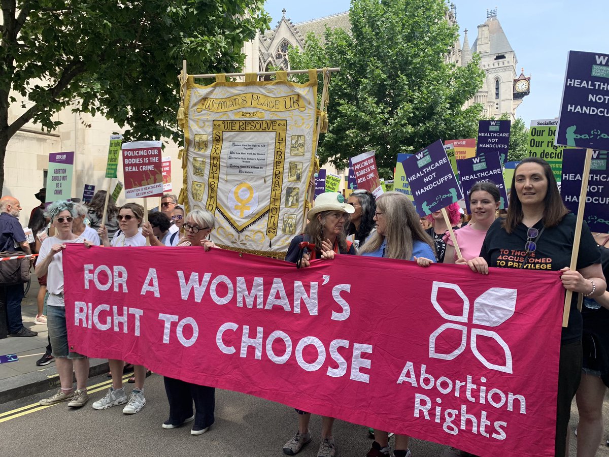 The march is off! #AbortionIsNotACrime 
We’re at the front behind the samba band. The mood is noisy and angry but 1in3 women have abortions and policing our bodies is the real crime!