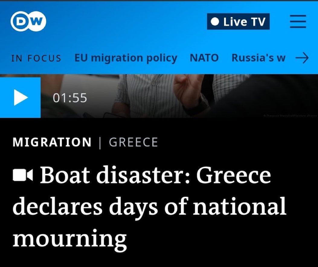 Three days of mourning in Greece after the boat accident in which 300 Pakistanis also died, but no mourning for Pakistan. It's not even being reported. The govt doesn't care. I guess only the military & its buildings hold any value in Pakistan, not the petty lives of civilians.