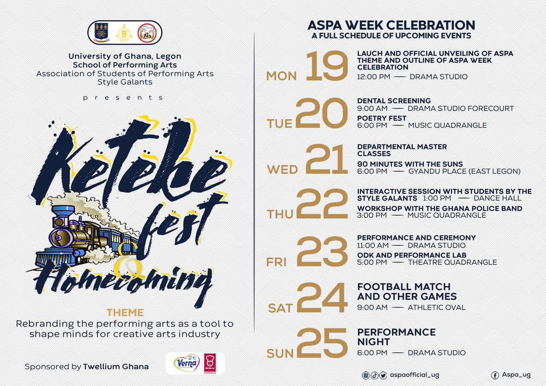 ASPAOFFICIALUG's tweet photo. Fellow Performing Artists, the ever-anticipated train has finally gotten to the destination station and is ready to unload its goods of a wonderful experience as we celebrate our week. 
Kindly pin on your notice the activities scheduled on the respective days within the week. https://t.co/kOVVnrWmDp