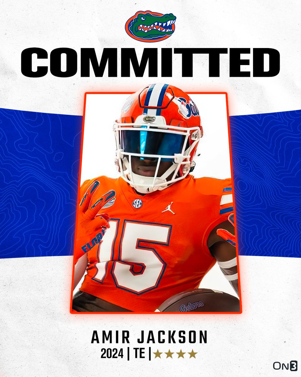🚨BREAKING🚨 4-star TE Amir Jackson has committed to Florida 🐊

Read: on3.com/college/florid…