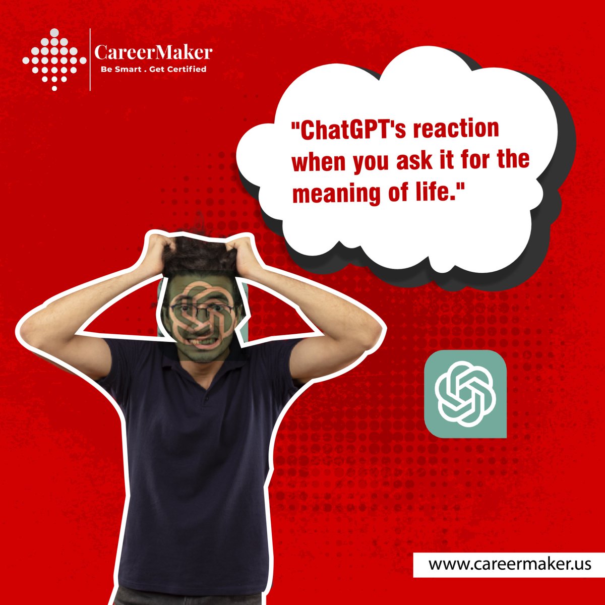 CareerMaker_Us's tweet image. &quot;𝗖𝗵𝗮𝘁𝗚𝗣𝗧&apos;𝘀 𝗿𝗲𝗮𝗰𝘁𝗶𝗼𝗻 𝘄𝗵𝗲𝗻 𝘆𝗼𝘂 𝗮𝘀𝗸 𝗶𝘁 𝗳𝗼𝗿 𝘁𝗵𝗲 𝗺𝗲𝗮𝗻𝗶𝗻𝗴 𝗼𝗳 𝗹𝗶𝗳𝗲&quot;
#EthicalHackingOnlineTraining #CyberSecurityersecuritytraining #CISSP #cybersecurityawareness #institute #trending #CyberSecurityCourses #onlinetraning #training