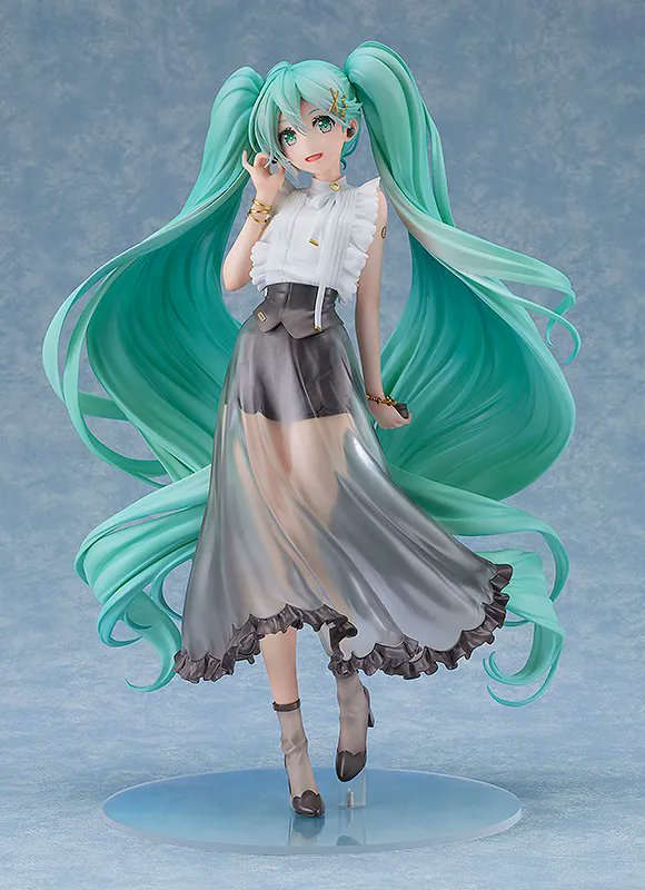 Archonia's tweet photo. Her long, flowing twintails and beautiful legs visible beneath the see-through fabric of her skirt are just two of the figure's many highlights.
https://t.co/fF55wSQzhN
#HatsuneMiku #Vocaloid #NTStyle #GoodSmile #PVCFigure https://t.co/tTbPmgiZdE