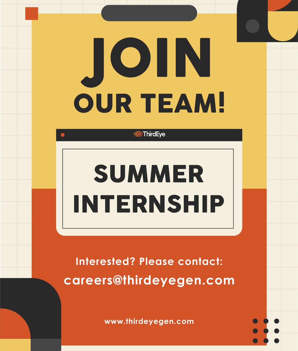 It's Summer Intern season! ThirdEye has many university partnerships and welcomes new people interested in AR/AI/Space! If interested, please contact: careers@thirdeyegen.com

Learn more about AR/AI at hubs.ly/Q01TTxVz0
#AugmentedReality #summerinternship #AI #smartglasses