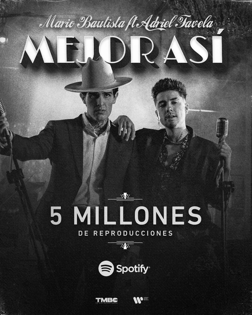mariobautista_'s tweet photo. 5 MILLONES EN SPOTIFY, GRACIAS❤️‍🩹❤️‍🩹❤️‍🩹

https://t.co/jKODBDDTX0 https://t.co/HsdRnOVZuW