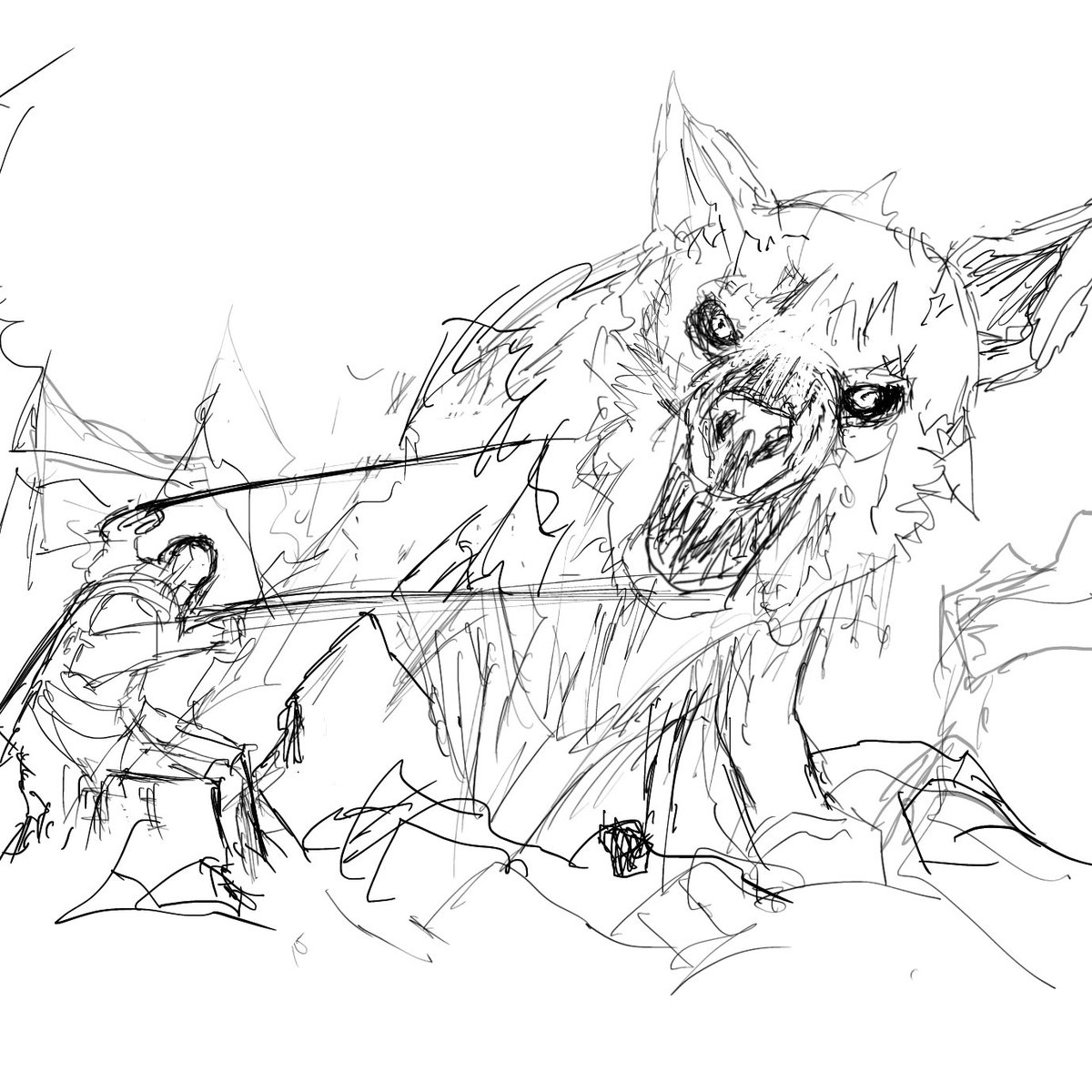 samurai__2077's tweet image. GOD OF WAR.

#godofwar #helldog #heavymetal #IGN #drawing #dog #vogue #petting