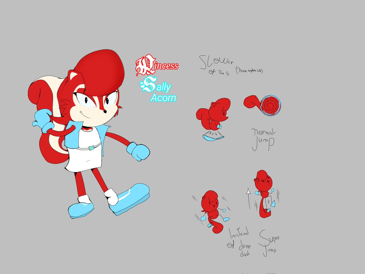 Ok, so I updated the look cus I just prefer  Sally being red #SonicTheHedgehog #sonicart #rally4sally