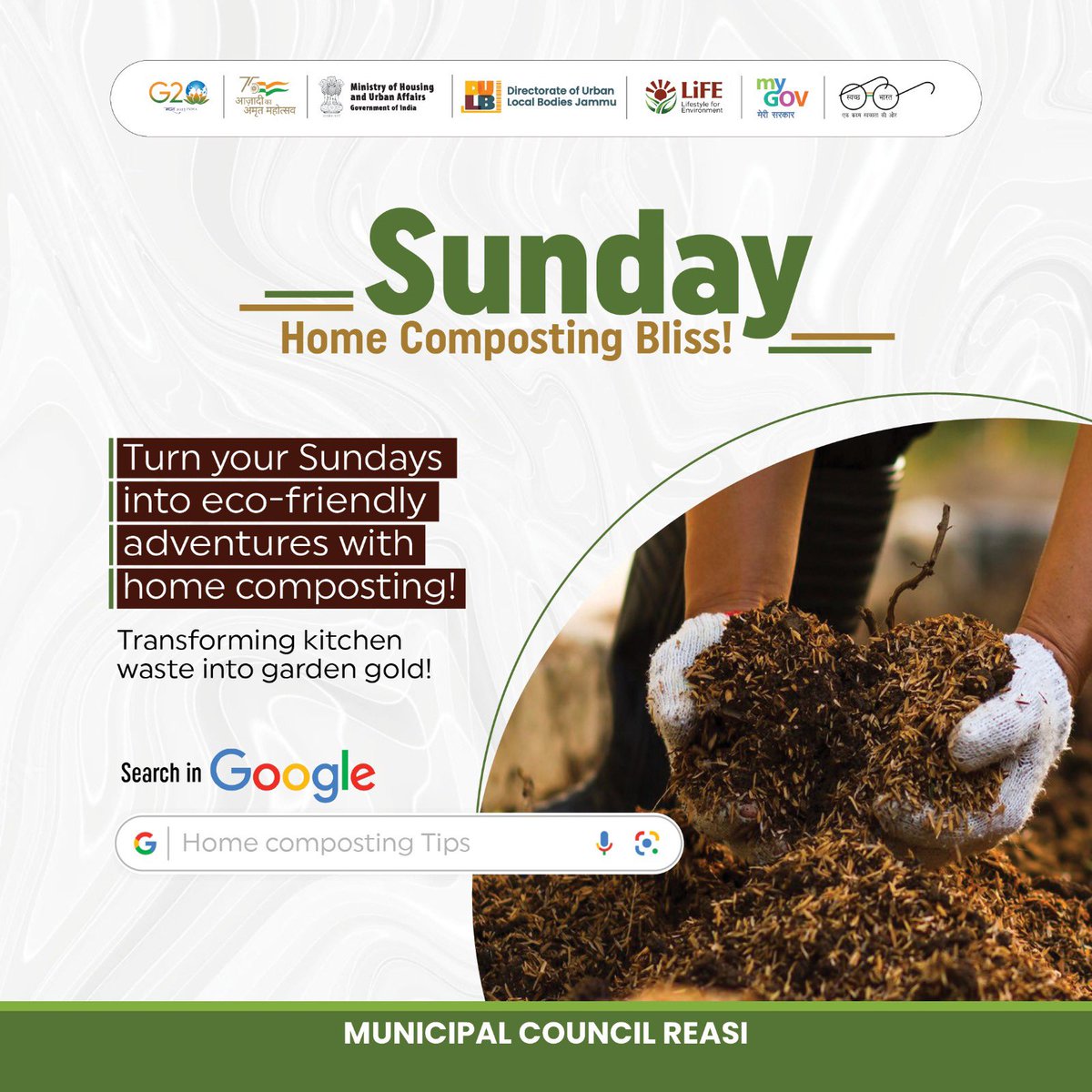 Swachhreasi6's tweet photo. This #Sunday have a good day to do some good work by doing #Home_composting turn your #Sunday into #eco_friendly🌳adventure with #home_composting

@aiilsgjk @JammuUlb @MunicipalReasi @DMReasi @swachhbharat @MoHUA_India @PMOIndia https://t.co/GaUaLDiHIi