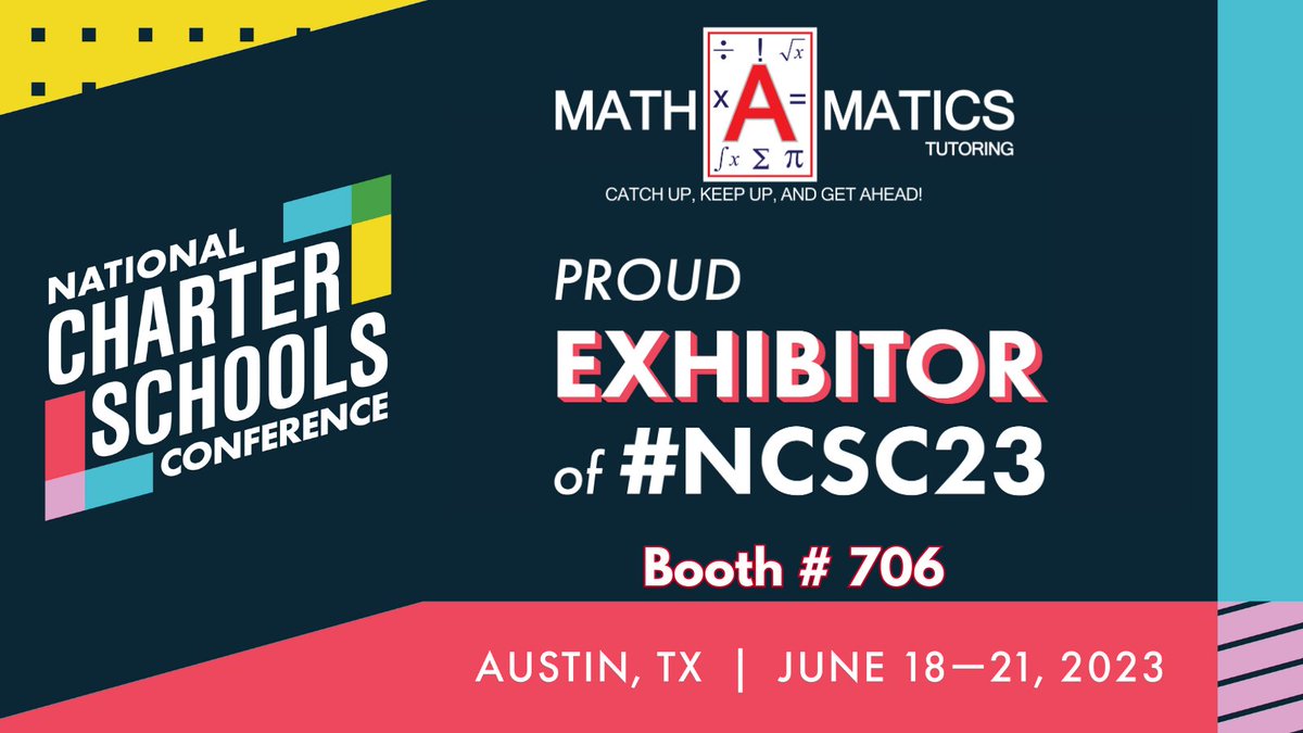 Will you be attending #NCSC23 in Austin? Visit with us & check out how we are helping Charter Schools, students, and staff, Catch Up, Keep Up, and Get Ahead through #PowerfulPartnerships See you there! 📷

#MathAMatics #CampusIntervention
#EducationalConsultants #CharterSchools