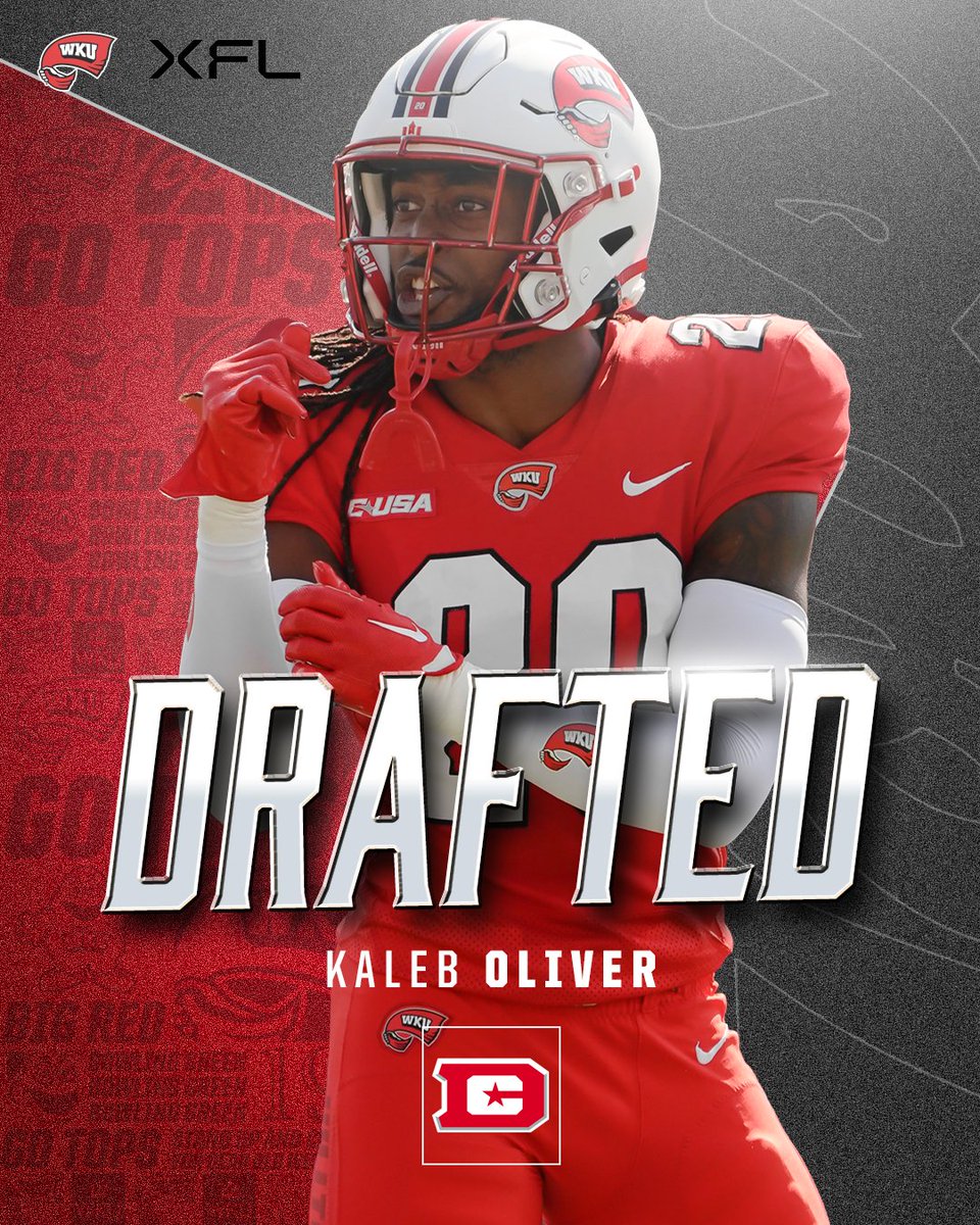 WKU Football (@wkufootball) on Twitter photo Congrats to Kaleb Oliver on being selected by the <a href="/XFLDefenders/">D.C. Defenders</a> in the <a href="/XFL2023/">XFL</a> draft!
#GoTops ➡️ #ProTops | <a href="/_K2tha_0/">The Kale🅱️ Oliver™</a> Congrats to Kaleb Oliver on being selected by the <a href="/XFLDefenders/">D.C. Defenders</a> in the <a href="/XFL2023/">XFL</a> draft!
#GoTops ➡️ #ProTops | <a href="/_K2tha_0/">The Kale🅱️ Oliver™</a>