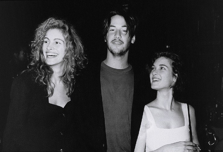 Winona Ryder with Keanu Reeves, Jodie Foster and Julia Roberts in 1989.