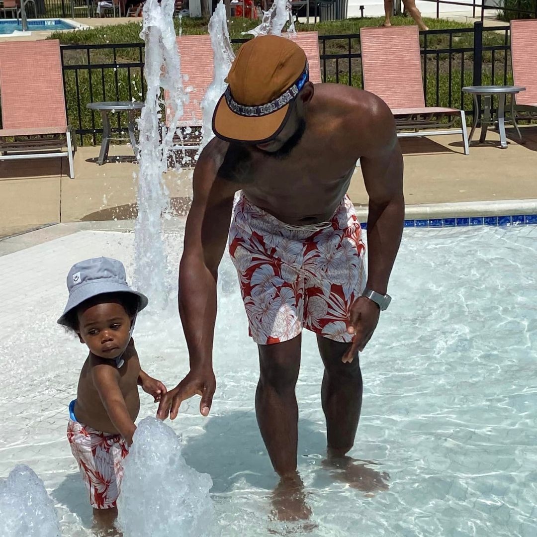 Sun, swim, and smiles. Relaxing and soaking up the sun with little PG🌞🏄🏿
▫
garnersgarden.com

#garnersgarden #fathersday #fathersday2023 #blackowned #blackownedbusinesses #naturalskincare #organicskincare  #babyskincare #babycare #babyskin #babyproducts #organicbabycare