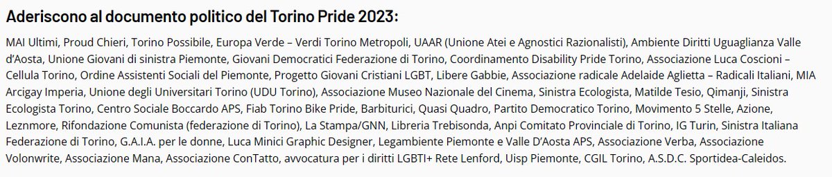 Nel Documento Politico del Torino Pride, cui aderiscono anche M5S, il PD Torino, Azione, CGIL Torino e 'La Stampa/GNN' si considera 'discriminazione' distinguere tra genitori e acquirenti, si chiede 'informazioni senza censure nelle scuole', dunque almeno dai 6 anni (ma c'è anche…