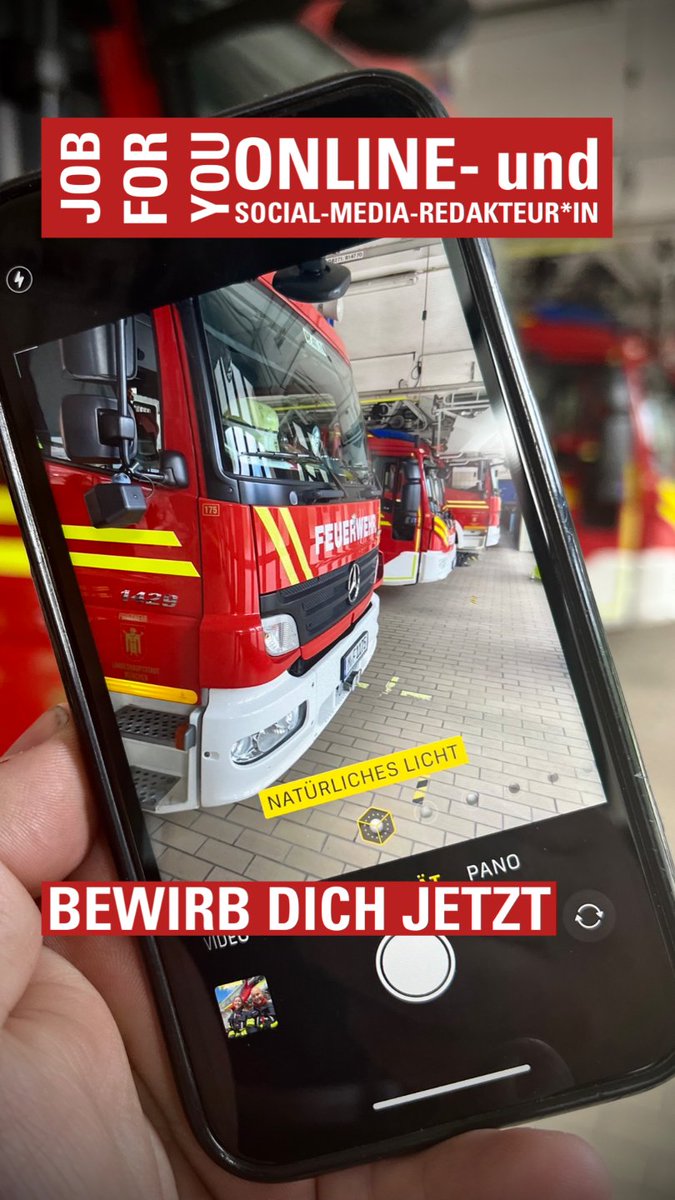 BFMuenchen's tweet photo. #Jobalarm Online- und Social-Media-Redakteur*in🚒
Wir suchen Dich für unser #Team in der Pressestelle 💻
Ein cooles Team, ein spannendes Arbeitsumfeld und Feuerwehr-Inside 🚒 erwarten Dich.
Alle Infos direkt hier: 👇👇
https://t.co/JjIKg4jp2E
#wirfuerMuenchen #TeamStadtMünchen https://t.co/1JdqQJEEma