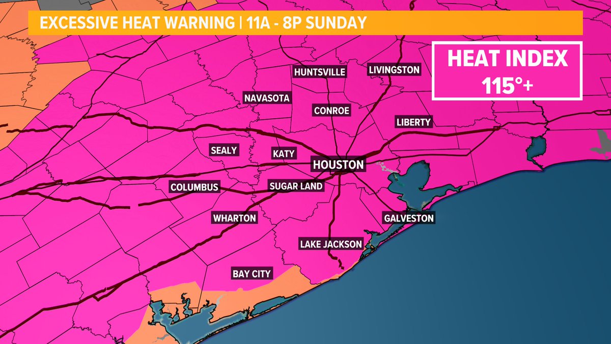 Dangerous Heat Continues⚠️

This weekend we’ll be around 100 feeling like 115. 

Take care!
Take a break from outside activity.
@KHOU #khou11