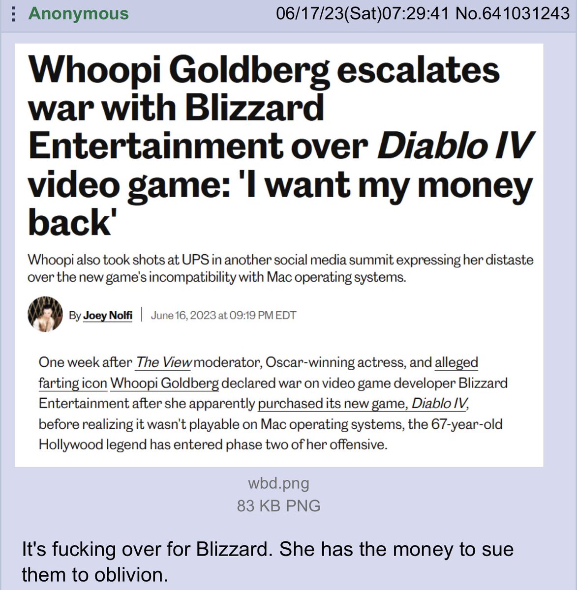 Will Whoopi Goldberg take out Activision Blizzard?